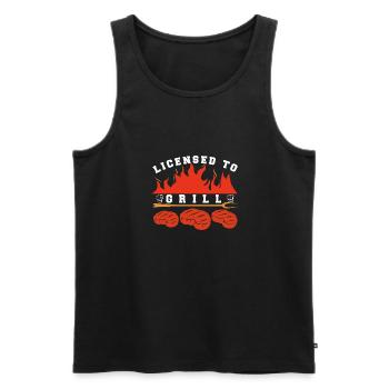 Lustiger Grill-Spruch I Grillen Motiv - Männer Premium Bio Tank Top - Schwarz - Vorne - Michal (187cm)