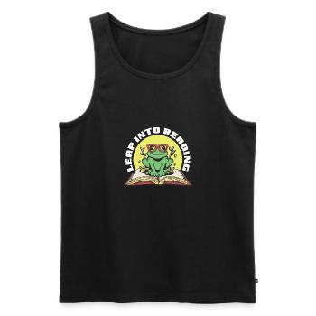 Leap Into Reading Cute Frog Bookworm Love To Read - Men's Premium Organic Tank Top - black - Front - AI Model Male 178 light (178cm)