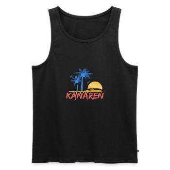 Plage des îles Canaries - Débardeur bio Premium Homme - noir - Devant - AI Model Male 178 light (178cm)