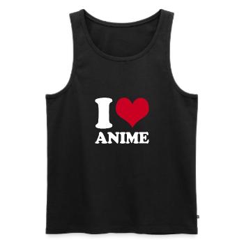 I Love Anime - Men's Premium Organic Tank Top - black - Front - Michal (187cm)