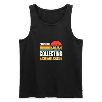 Vintage Je préfère collectionner des cartes de baseball tr - Débardeur bio Premium Homme - noir - Devant - AI Model Male 178 light (178cm)