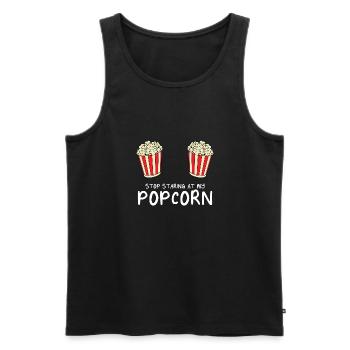 Movie Night Funny Stop Staring At My Popcorn Cinem - Männer Premium Bio Tank Top - Schwarz - Vorne - Michal (187cm)