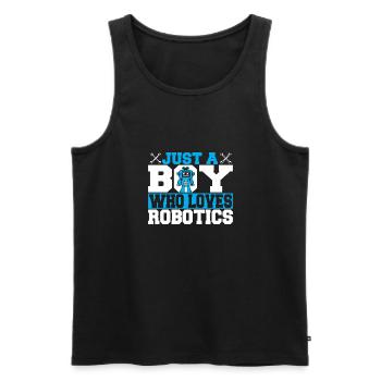 Just A Boy Who Loves Robotics Men Build Robot Droi - Men's Premium Organic Tank Top - black - Front - Michal (187cm)