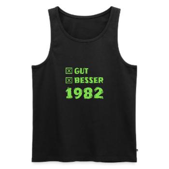1982 - Männer Premium Bio Tank Top - Schwarz - Vorne - AI Model Male 178 light (178cm)