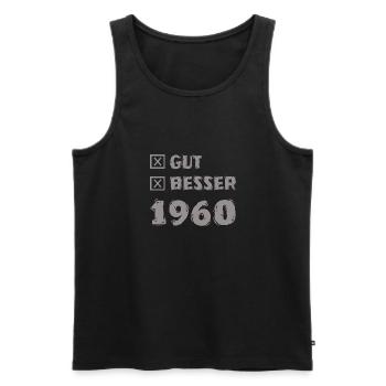 1960 - Men's Premium Organic Tank Top - black - Front - AI Model Male 178 light (178cm)
