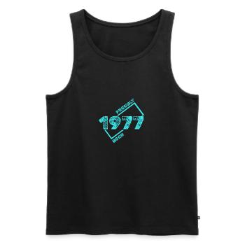 1977 - Männer Premium Bio Tank Top - Schwarz - Vorne - AI Model Male 178 light (178cm)