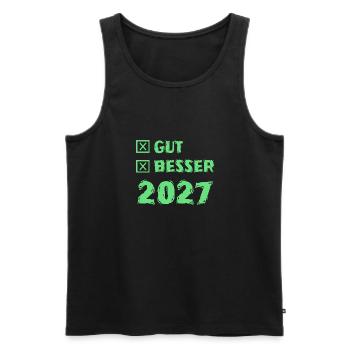 2027 - Men's Premium Organic Tank Top - black - Front - AI Model Male 178 light (178cm)