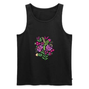 ungarische blumen,blumenherz,Herz,ornamente,blumen - Männer Premium Bio Tank Top - Schwarz - Vorne - Michal (187cm)