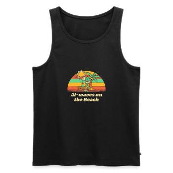 Al-waves on the Beach Summer Vacation Tropical - Men's Premium Organic Tank Top - black - Front - Michal (187cm)