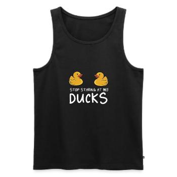Stop Staring At My Rubber Ducks Duckling Yellow Du - Men's Premium Organic Tank Top - black - Front - AI Model Male 178 light (178cm)