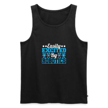 Funny Droid Builder Easily Excited By Robotics Bui - Men's Premium Organic Tank Top - black - Front - AI Model Male 178 light (178cm)