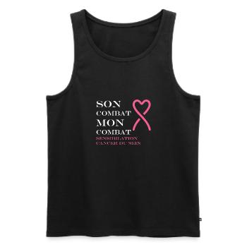Sensibilisation cancer du sein - Débardeur bio Premium Homme - noir - Devant - Michal (187cm)