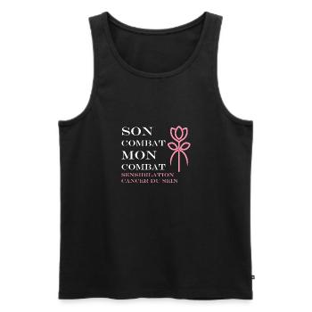 Sensibilisation cancer du sein - Débardeur bio Premium Homme - noir - Devant - Michal (187cm)