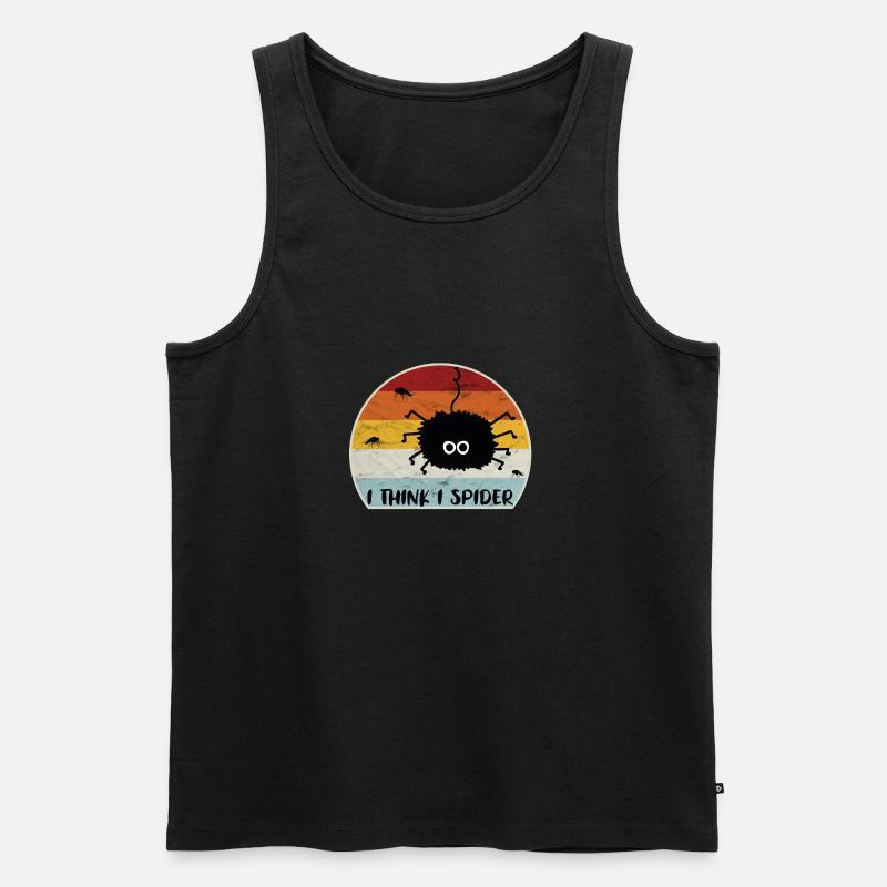 I Think I Spider Retro Ich Glaub Ich Spinne Fliege - Männer Premium Bio Tank Top - Schwarz