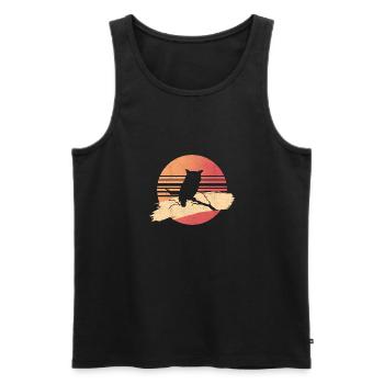 Retro Owl Birds Of Prey Nocturnal Bird - Männer Premium Bio Tank Top - Schwarz - Vorne - AI Model Male 178 light (178cm)