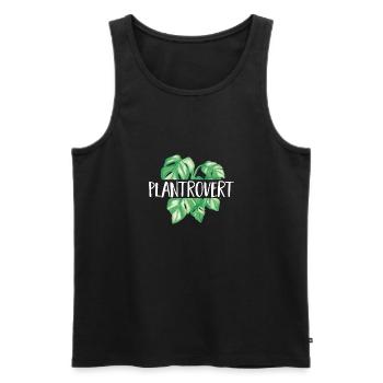 Monstera Deliciosa Albo Plante d’intérieur botanique - Débardeur bio Premium Homme - noir - Devant - AI Model Male 178 light (178cm)