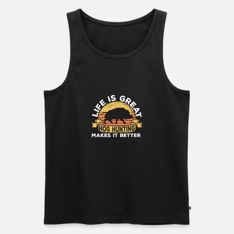 Wildschweinjagd Jäger Wildschwein - Männer Premium Bio Tank Top - Schwarz