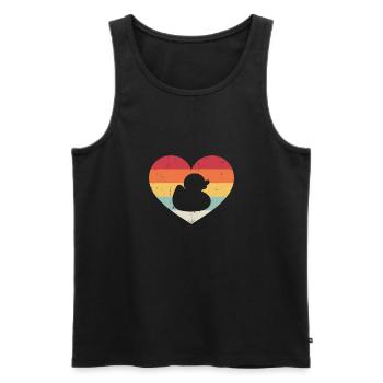 Vintage Heart Rubber Duck Duckling Duckie Retro - Men's Premium Organic Tank Top - black - Front - AI Model Male 178 light (178cm)