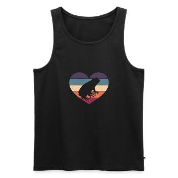 Retro Frog Hunter Vintage Heart Herpetologist Amph - Men's Premium Organic Tank Top - black - Front - AI Model Male 178 light (178cm)