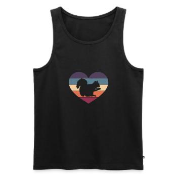 Retro Squirrel Vintage Heart Animal Forest - Men's Premium Organic Tank Top - black - Front - Michal (187cm)