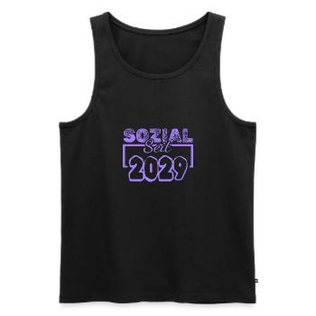 Sozial 2029 - Männer Premium Bio Tank Top - Schwarz - Vorne - AI Model Male 178 light (178cm)