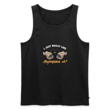 Poisson-grenouille Pêcheur en haute mer Pêcheur à la ligne - Débardeur bio Premium Homme - noir - Devant - Michal (187cm)