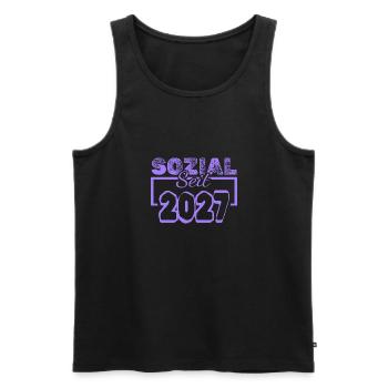 Social 2027 - Men's Premium Organic Tank Top - black - Front - AI Model Male 178 light (178cm)