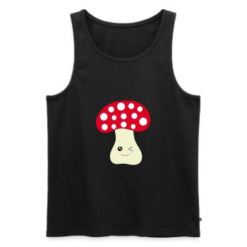 Kawaii champignon Toadstool mignon rouge avec visage - Débardeur bio Premium Homme - noir - Devant - Michal (187cm)