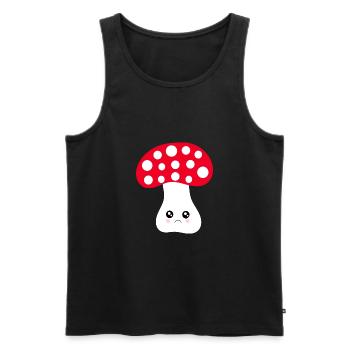 Kawaii Mushroom Toadstool cute red with face - Men's Premium Organic Tank Top - black - Front - AI Model Male 178 light (178cm)