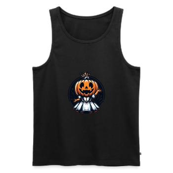 Princesse citrouille d’Halloween avec couronne - Débardeur bio Premium Homme - noir - Devant - Michal (187cm)