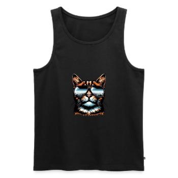 Cool cat with sunglasses and bandana - Men's Premium Organic Tank Top - black - Front - Michal (187cm)