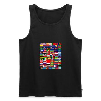 Drapeaux du monde entier 2 - Débardeur bio Premium Homme - noir - Devant - AI Model Male 178 light (178cm)