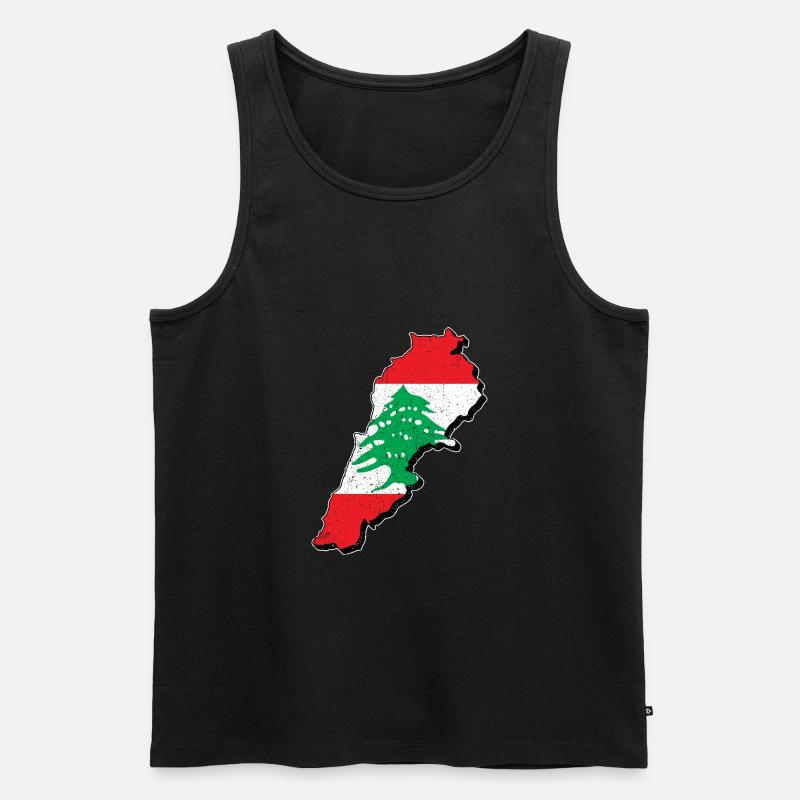 Libanon Libanese Karte Urlaub Reise Geschenk LBN - Männer Premium Bio Tank Top - Schwarz
