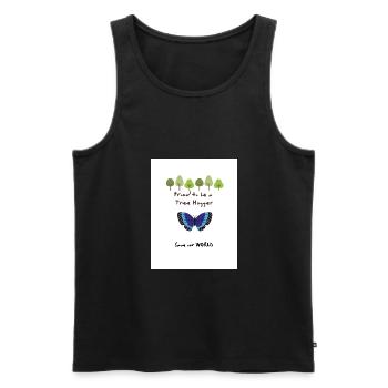 Proud to be a Tree Hugger gift present idea - Men's Premium Organic Tank Top - black - Front - AI Model Male 178 light (178cm)