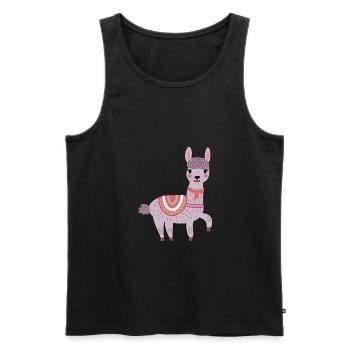 Lama - Männer Premium Bio Tank Top - Schwarz - Vorne - Michal (187cm)