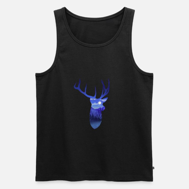 Hirsch Nachthimmel - Männer Premium Bio Tank Top - Schwarz