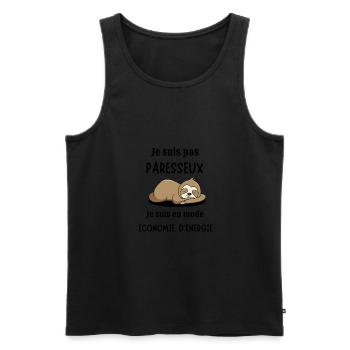 Je suis pas paresseux cadeau humour - Débardeur bio Premium Homme - noir - Devant - Michal (187cm)