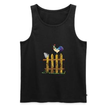 Rooster - Men's Premium Organic Tank Top - black - Front - Michal (187cm)