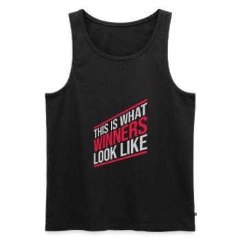 What Winners Look Like - Männer Premium Bio Tank Top - Schwarz - Vorne - AI Model Male 178 light (178cm)