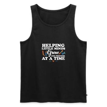 Helping Little Minds Grow One Phonemes At A Time - Men's Premium Organic Tank Top - black - Front - AI Model Male 178 light (178cm)