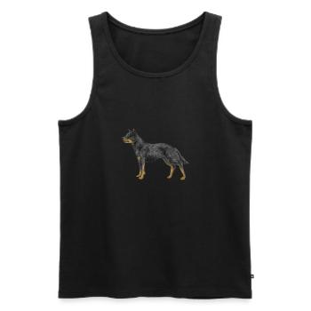 Bouvier australien Red Blue Heeler - Débardeur bio Premium Homme - noir - Devant - AI Model Male 178 light (178cm)