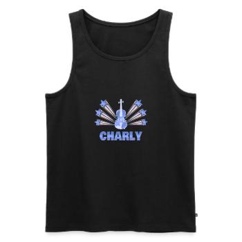 Violin Charly - Men's Premium Organic Tank Top - black - Front - AI Model Male 178 light (178cm)