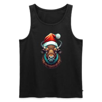 Bison Weihnachten Santa - Männer Premium Bio Tank Top - Schwarz - Vorne - Michal (187cm)