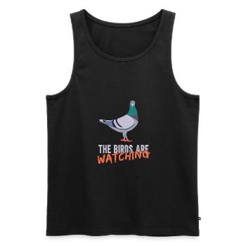Birds Are Watching - Men's Premium Organic Tank Top - black - Front - AI Model Male 178 light (178cm)