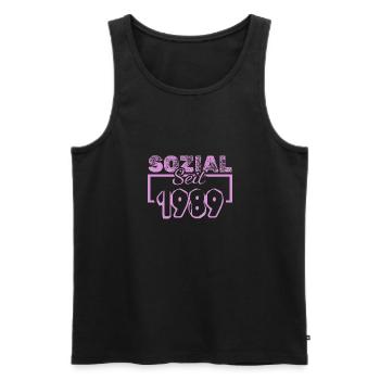Travailleur social 1989 - Débardeur bio Premium Homme - noir - Devant - AI Model Male 178 light (178cm)