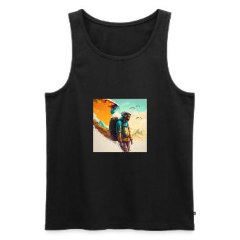 Gleitschirmflug - Männer Premium Bio Tank Top - Schwarz - Vorne - AI Model Male 178 light (178cm)