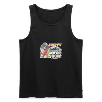 Happy 72ndBirthday See You Soon Funny Jesus Meme - Men's Premium Organic Tank Top - black - Front - AI Model Male 178 light (178cm)