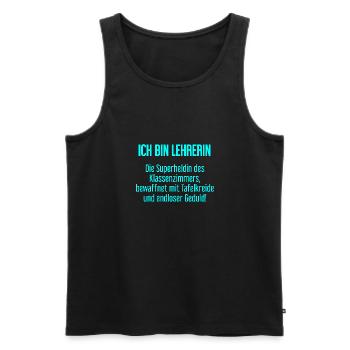 Lehrerin - Die Superheldin des Klassenzimmers! - Männer Premium Bio Tank Top - Schwarz - Vorne - Michal (187cm)