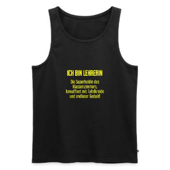 Lehrerin - Die Superheldin des Klassenzimmers! - Männer Premium Bio Tank Top - Schwarz - Vorne - Michal (187cm)