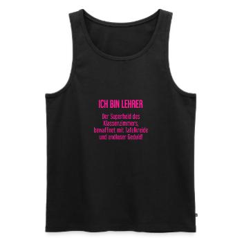 Lehrer - Der Superheld des Klassenzimmers! - Männer Premium Bio Tank Top - Schwarz - Vorne - Michal (187cm)